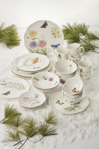 Lenox 865075 Butterfly Meadow 28-Piece Dinnerware Set, White