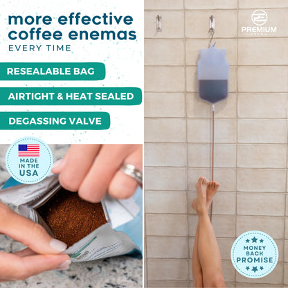 PE Premium Enema Organic Coffee for Enemas. Light Roast, Medium Ground, Specialty Grade. High in Palmitic Acid and Caffeine. Ideal for for Gerson Therapy, Liver Detox and Colon Cleansing (1 Lb)