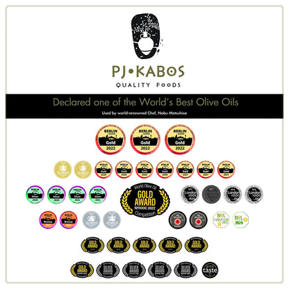 P.J. KABOS 2024/25 Harvest, High Phenolic (450+mg/kg), Premium Greek Extra Virgin Olive Oil, Kosher, Greece, Cold Extracted, 16.9 oz Tin, Koroneiki, "Family Reserve - Medium"