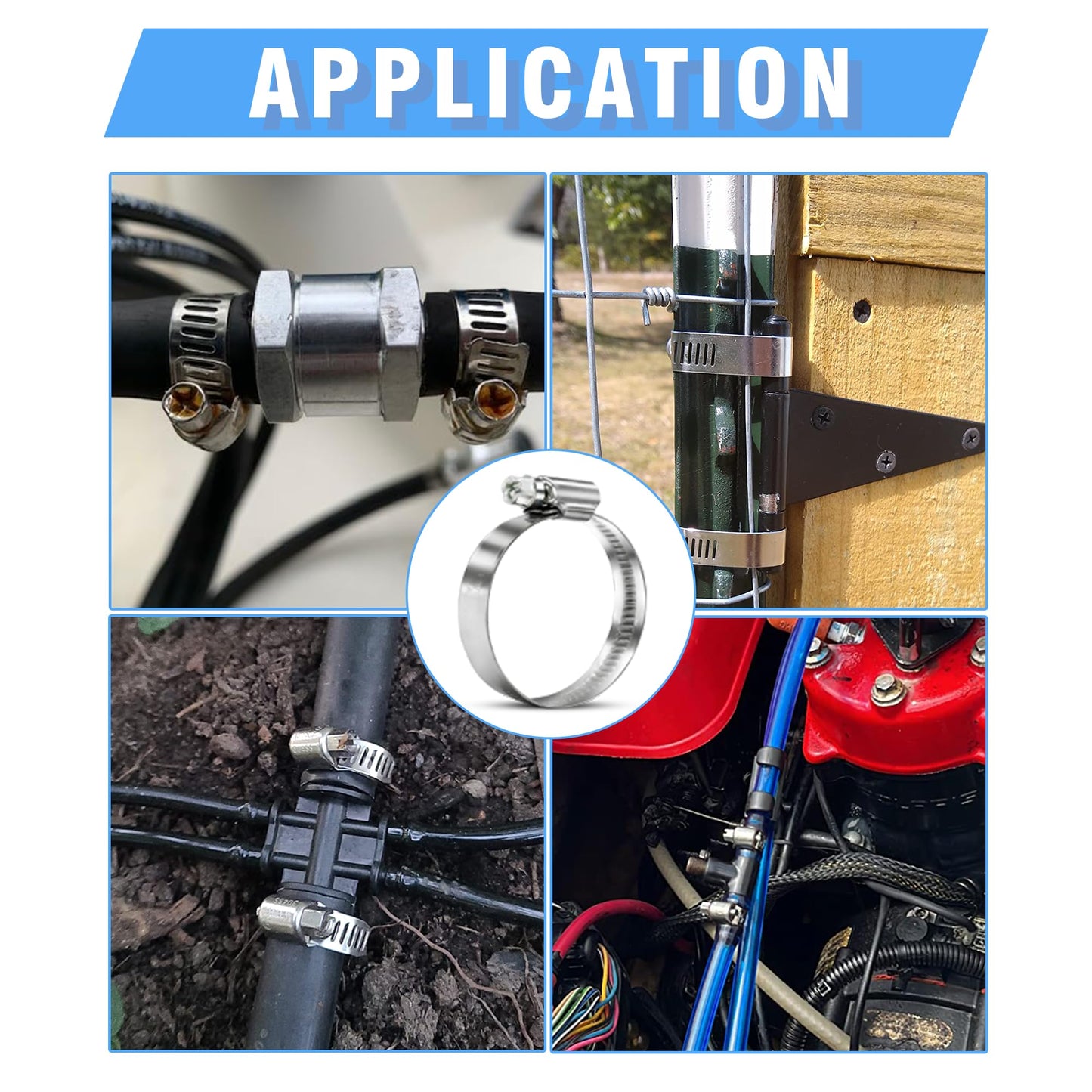 115pcs Heavy Duty Hose Clamps Set, 304 Stainless Steel Worm Gear Drive Hose Clamp Metal Fuel Line Pipe Clamp for Plumbing, Automotive And Mechanical Application