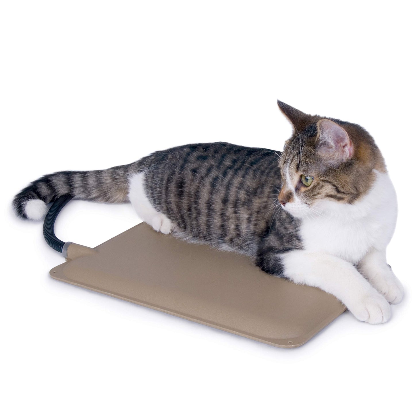 K&H Pet Products Heated Extreme Weather Outdoor Kitty Pad Petite, Waterproof Heated Cat Mat, Pet Warmer for Outside Feral Cat Houses, Indoor Outdoor Warming Pet Mat - Petite 12 X 9in Tan 25W