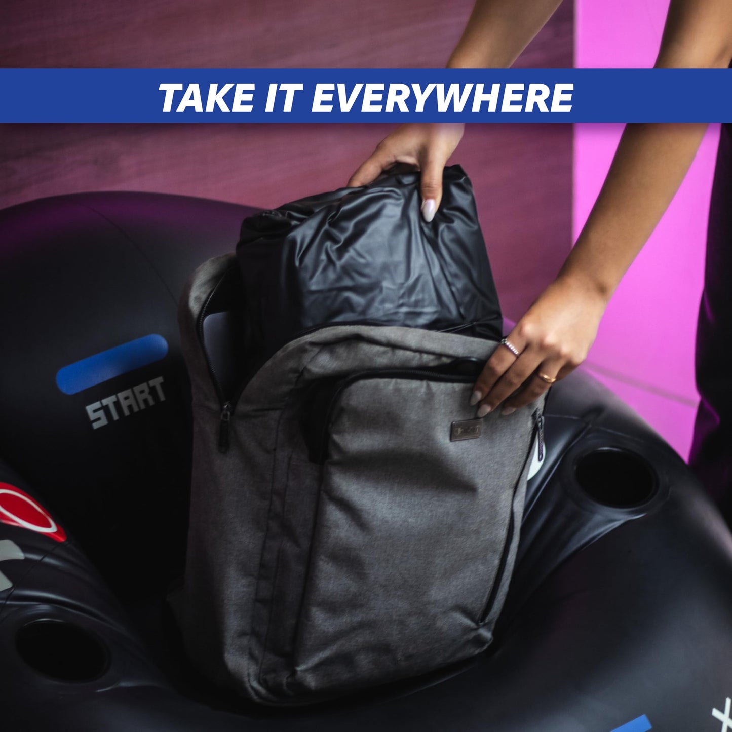 FranFusion Inflatable Gaming Chair for Kids & Teens with Cup Holders and Side Pocket - This Air Bean Bag Game Chair is The Perfect Furniture for Gamer Room Décor (Gaming Time with Ottoman)