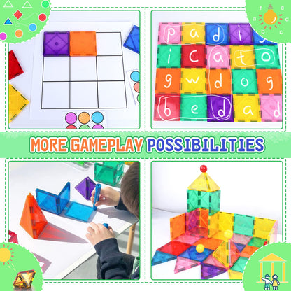 Magnetic Tiles Toddler Toys Magnetic Building Blocks for Kids Ages 3-12 STEM Educational Toys for Girls & Boys Sensory Play for Preschool Learning Birthday Chritmas Gift