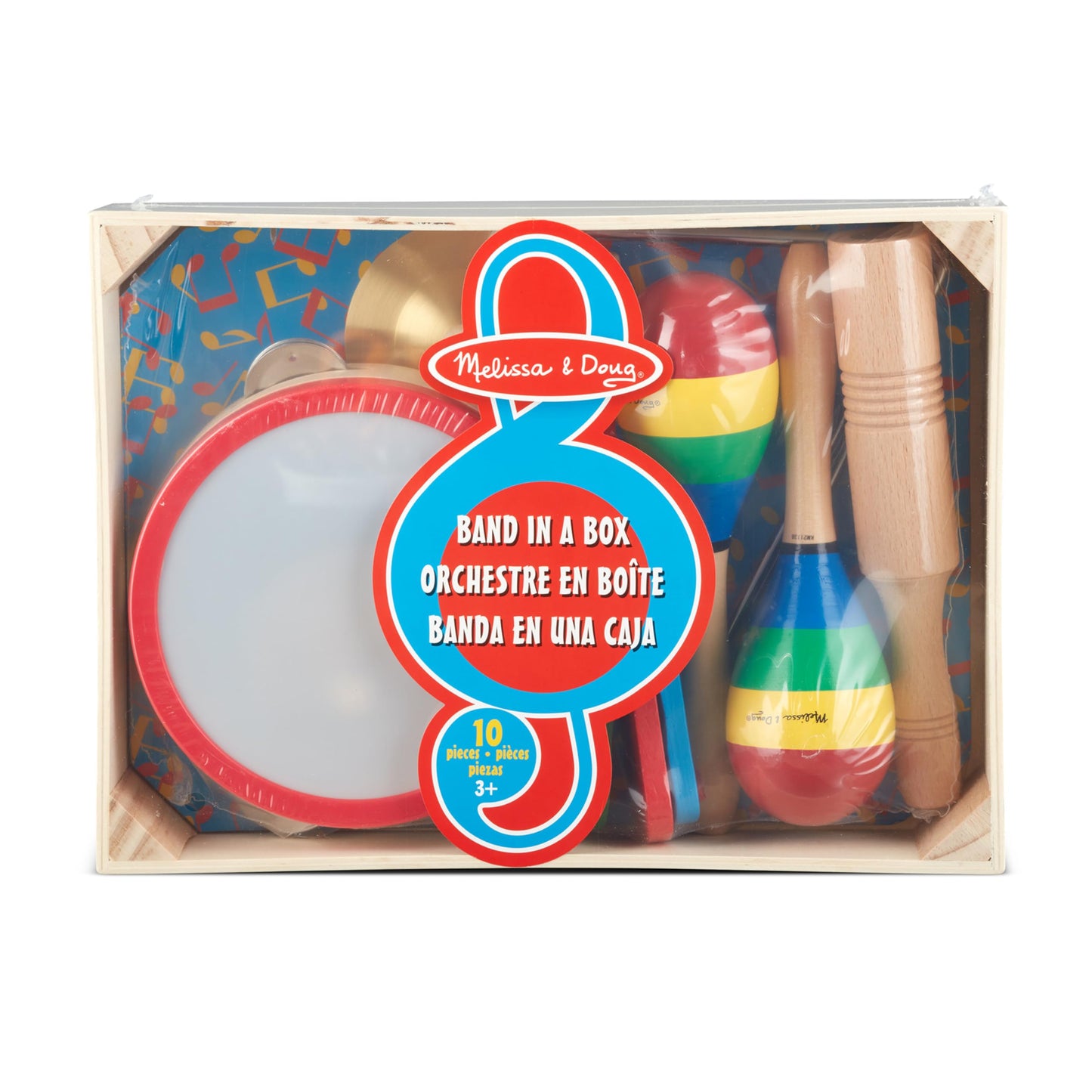 Melissa & Doug Band-in-a-Box Clap! Clang! Tap! - 10-Piece Musical Instrument Set