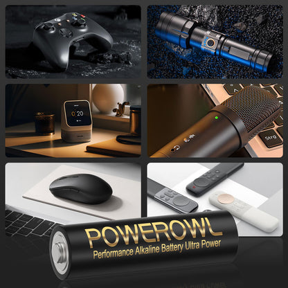 POWEROWL High Capacity Alkaline AA Batteries 100 Pack, 1.5v Long Lasting Double A Battery, 10-Year Shelf Life