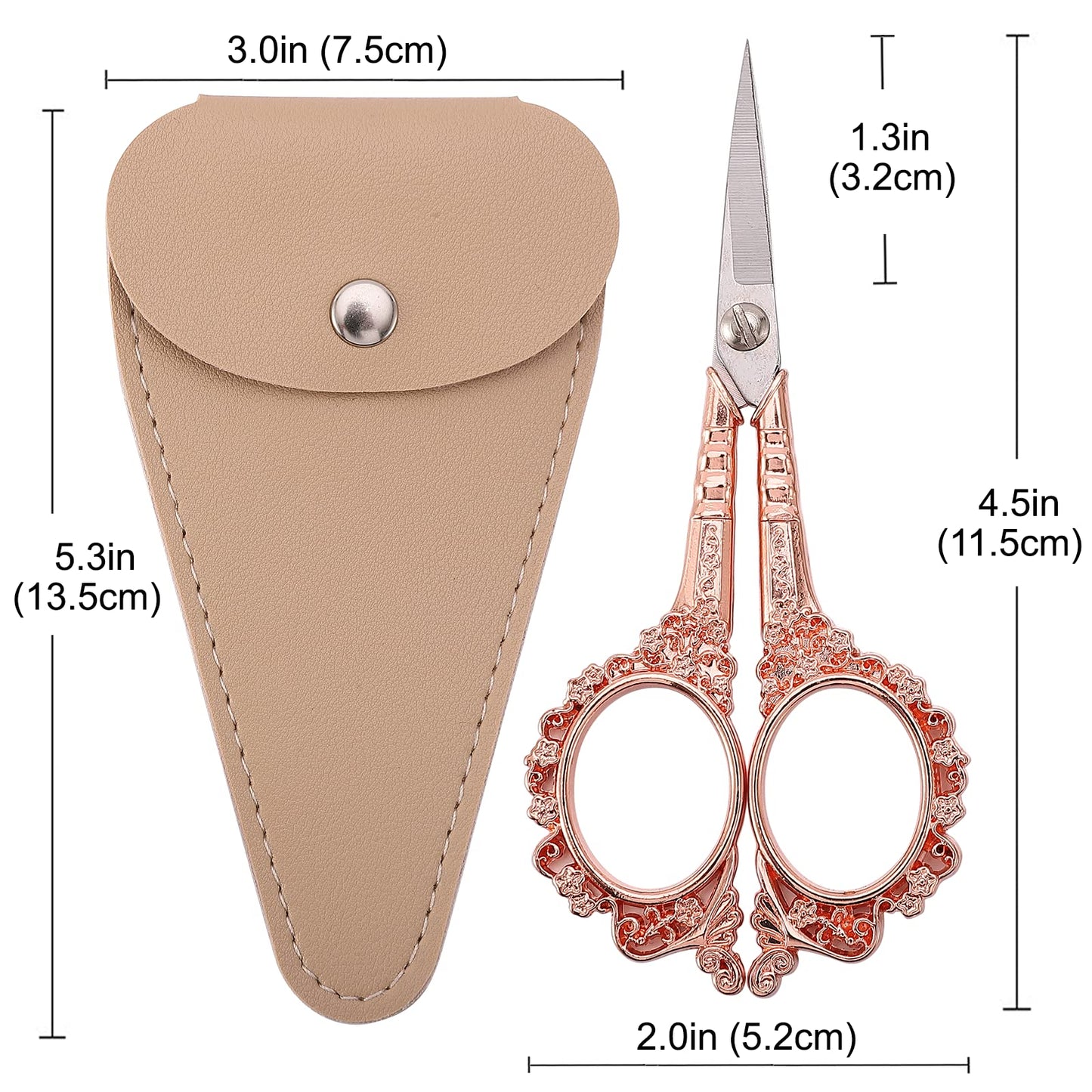 HITOPTY Sewing Scissors Embroidery Scissors, 4.5in Rose Gold Crochet Scissor with Sheath for Craft Cross Stitch Needlework Artwork Thread Yarn Cutting