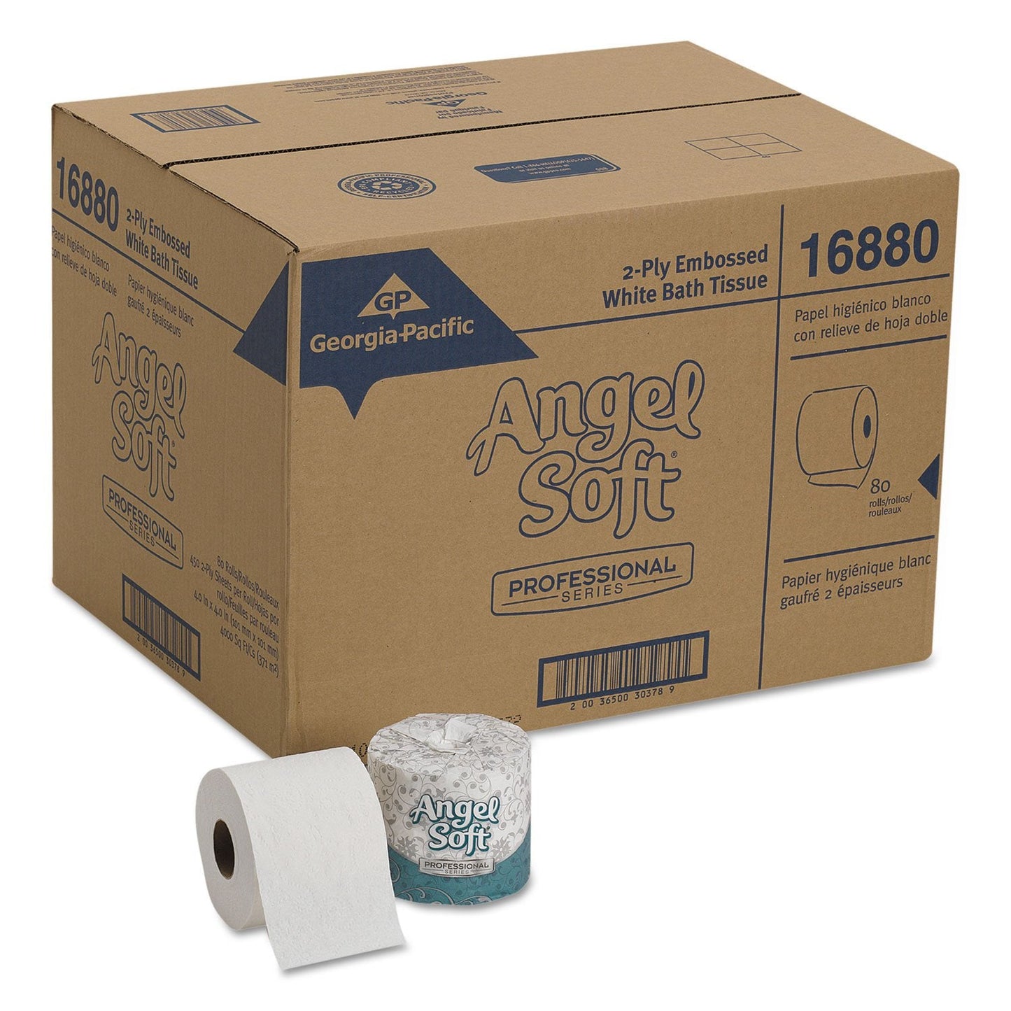 Georgia-Pacific Angel Soft Toilet Paper, 16880, Bulk Case of 80 Rolls, 450 Sheets Per Roll, Individually Wrapped, 2-Ply Soft and Strong Toilet Tissue