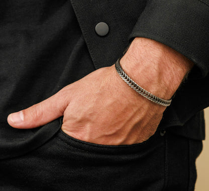 Galis Chain Bracelets For Men - Premium Stainless Steel Mens Bracelet, Silver Plated Non Tarnish Bracelet - This Snake Chain, Stylish Gifts For Him 7.5"