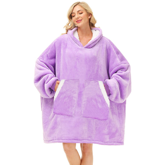Kipswiza Oversized Wearable Blanket Sherpa Fleece Thick Warm Hoodie Blankets Big Hooded Sweatshirt Blanket Birthday Gifts for Women Mom Sister Girls Teens Men, Purple