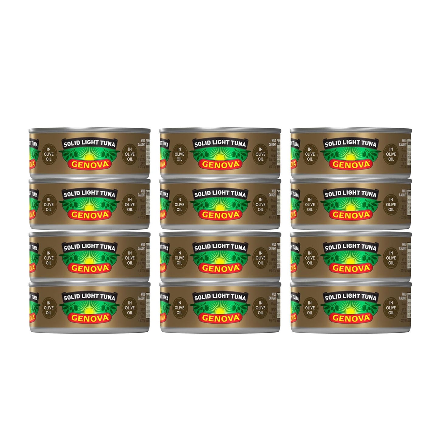 Genova Premium Solid Light Tuna in Olive Oil, 5 Ounce Cans, 12-Pack – Nutrient Rich, High Protein Canned Tuna Fish - Delicious, Easy, Nutritious Ready to Eat Meals