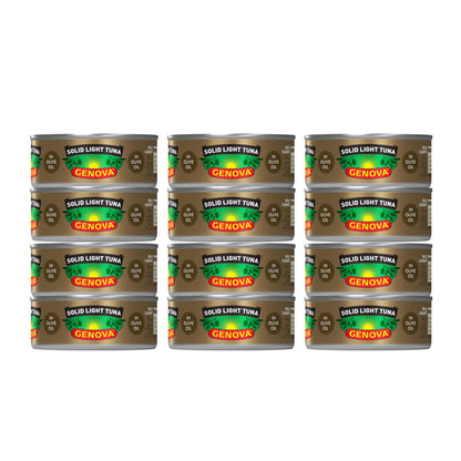 Genova Premium Solid Light Tuna in Olive Oil, 5 Ounce Cans, 12-Pack – Nutrient Rich, High Protein Canned Tuna Fish - Delicious, Easy, Nutritious Ready to Eat Meals