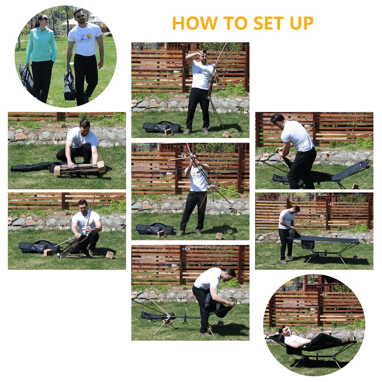 KingCamp Hammock with Stand, Portable Folding Large Oversized XL Heavy Duty Ultralight Lay Flat Sleeping Camping Cot with Carry Bag for Adult Outside Outdoor Backpacking Travel Patio Backyard, Black