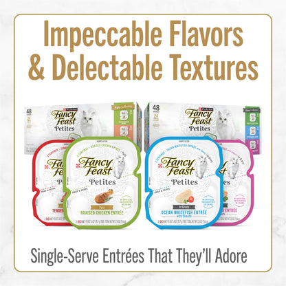 Purina Fancy Feast Petites Ocean Whitefish Entree With Tomato in Gravy Gourmet Wet Cat Food - (Pack of 12) 2.8 oz. Tubs