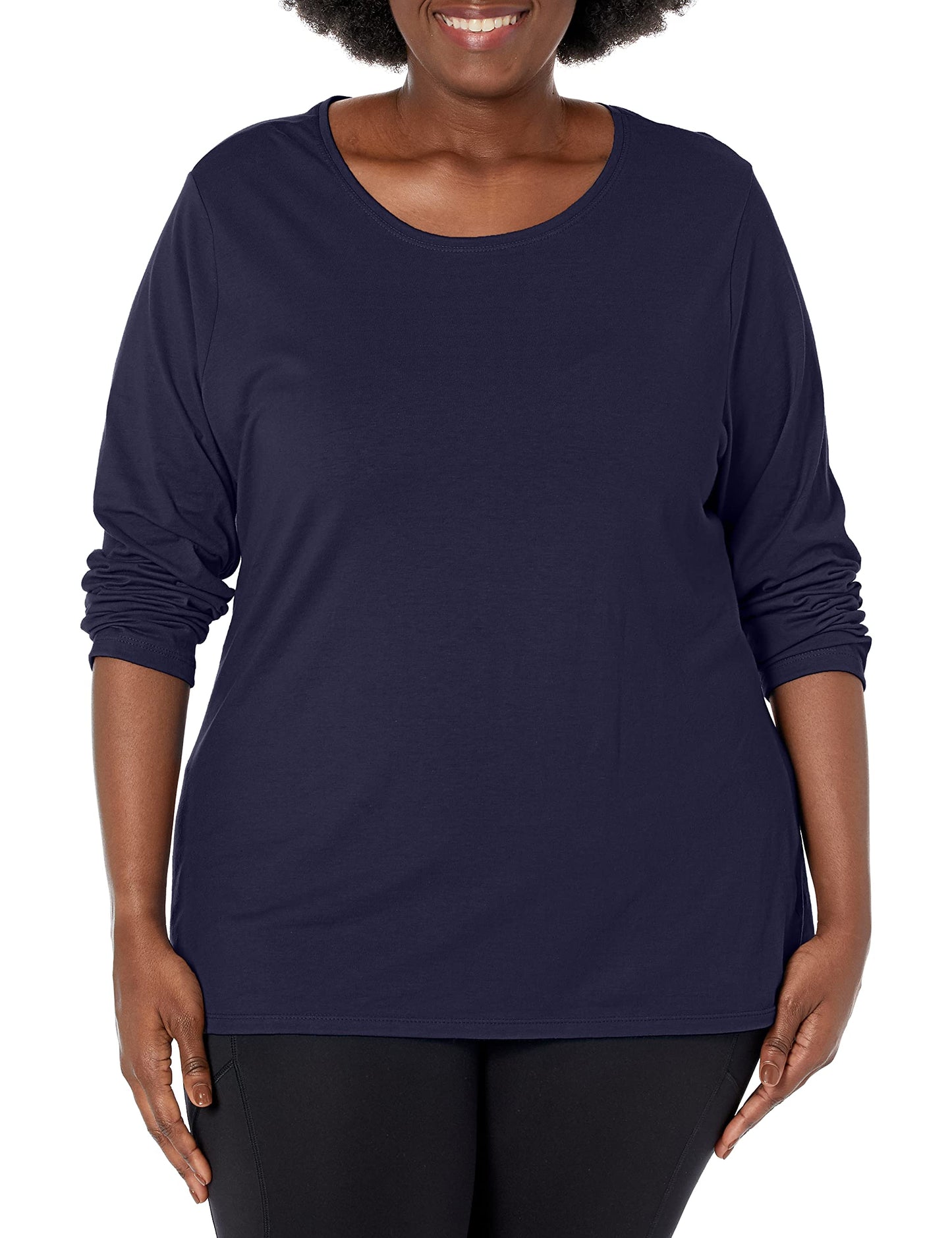 JUST MY SIZE womens Jersey Relax Crew Tee Shirt, Hanes Navy, 4X US