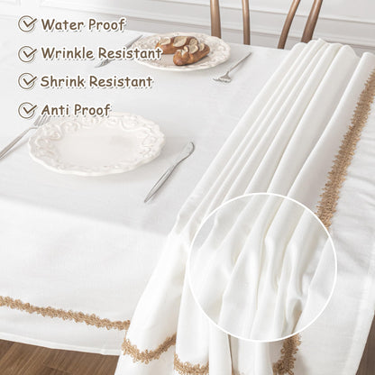 MYSKY HOME Table Cloth for Rectangular, Waterproof Tablecloth, Soft Cotton Indoor/Outdoor Tablecloths, Wrinkle Free Table Cloth Heavy Duty Rectangle Table Cloths for Parties & Dining Use, 55"X70"