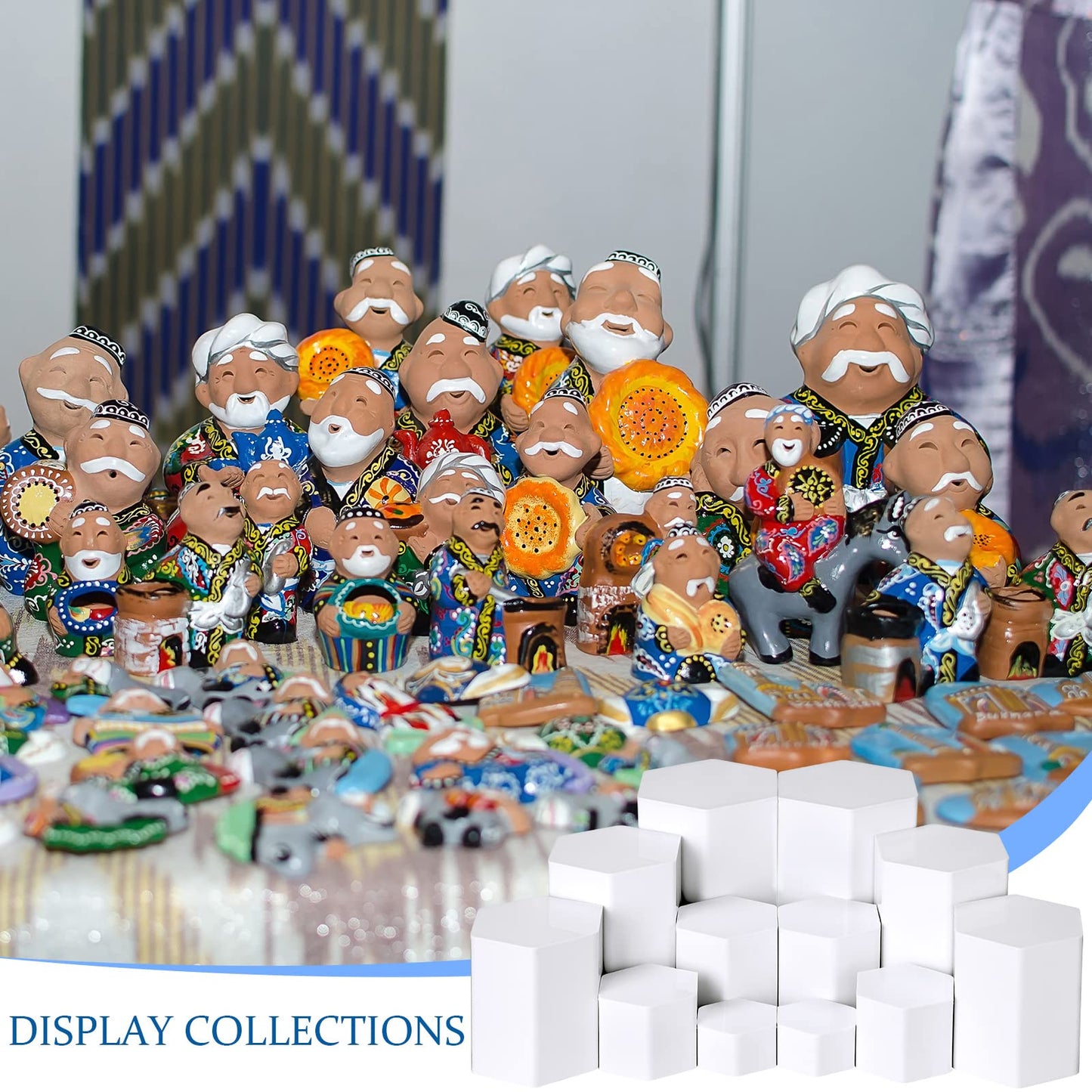 Jetec Hexagonal Jewelry Display Risers Hexagonal Market Display Risers Stands Acrylic Showcase Acrylic Stand for Jewelry Model Figures Decoration, 6 Sizes(White,12 Pieces)