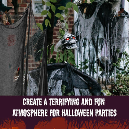 (48 x 240 in.) Halloween Creepy Cloth, DealKits Spooky Giant Cheese Cloth Tapestry for Halloween Party Supplies Decorations Outdoor Yard Home Wall Decor, Black