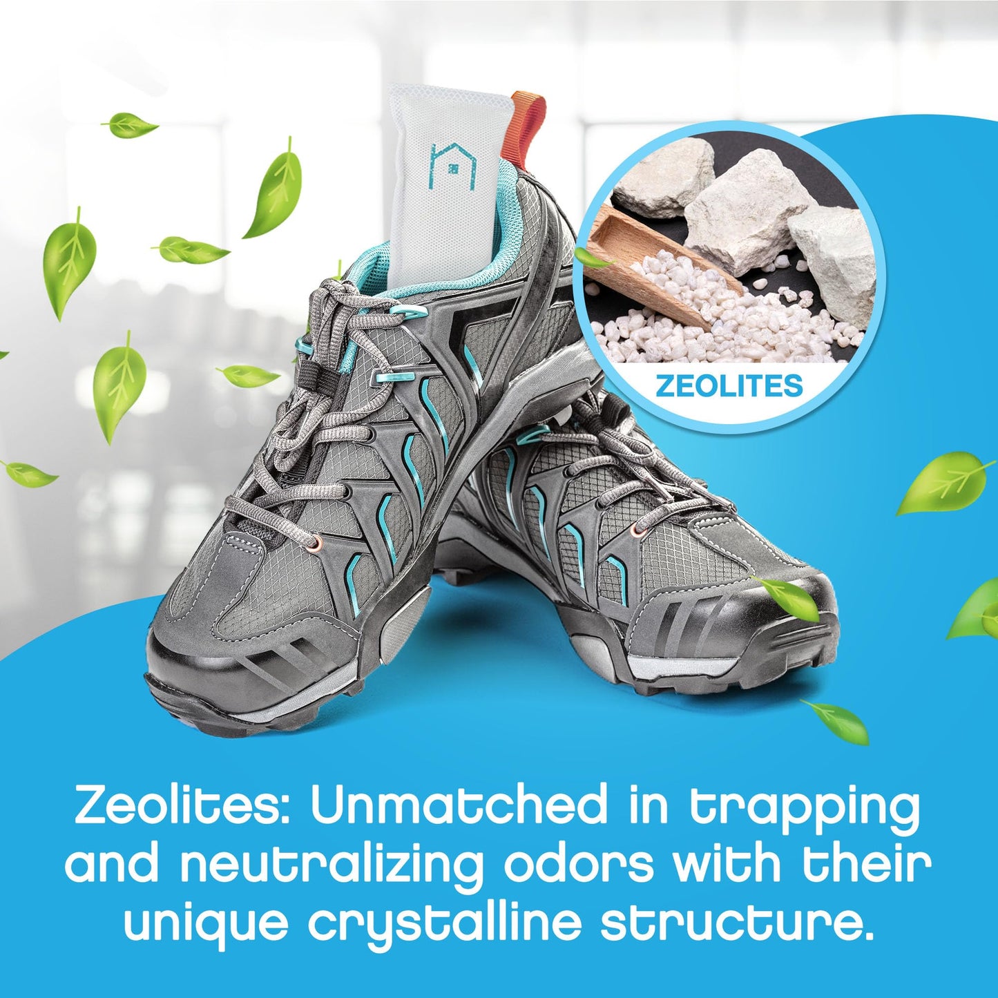 NonScents Shoe Deodorizer 2-Pack (4 Count) - Odor Eliminator, Air Freshener, Smell Absorber, Scent Remover for Shoes, Gym Bags, Soccer Cleats, Closets, Pet Area, Reusable - Shoe Deodorant