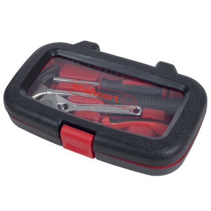 15-Piece Tool Set - Household Tool Kit with Hammer, Multi-Bit Screwdriver Set, Pliers, Wrench- Tools and Equipment for DIY Projects by Stalwart (Red)