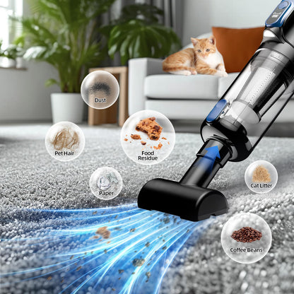 MONOZEL Car Vacuum Portable Cordless, 18000Pa 2 in 1 Vacuum Cleaner&Air Duster, 130W Brushless Motor Handheld Vacuum Cordless with 7800mAh Battery, LED Light, Multi-Nozzles for Car, Home, Office, Pet
