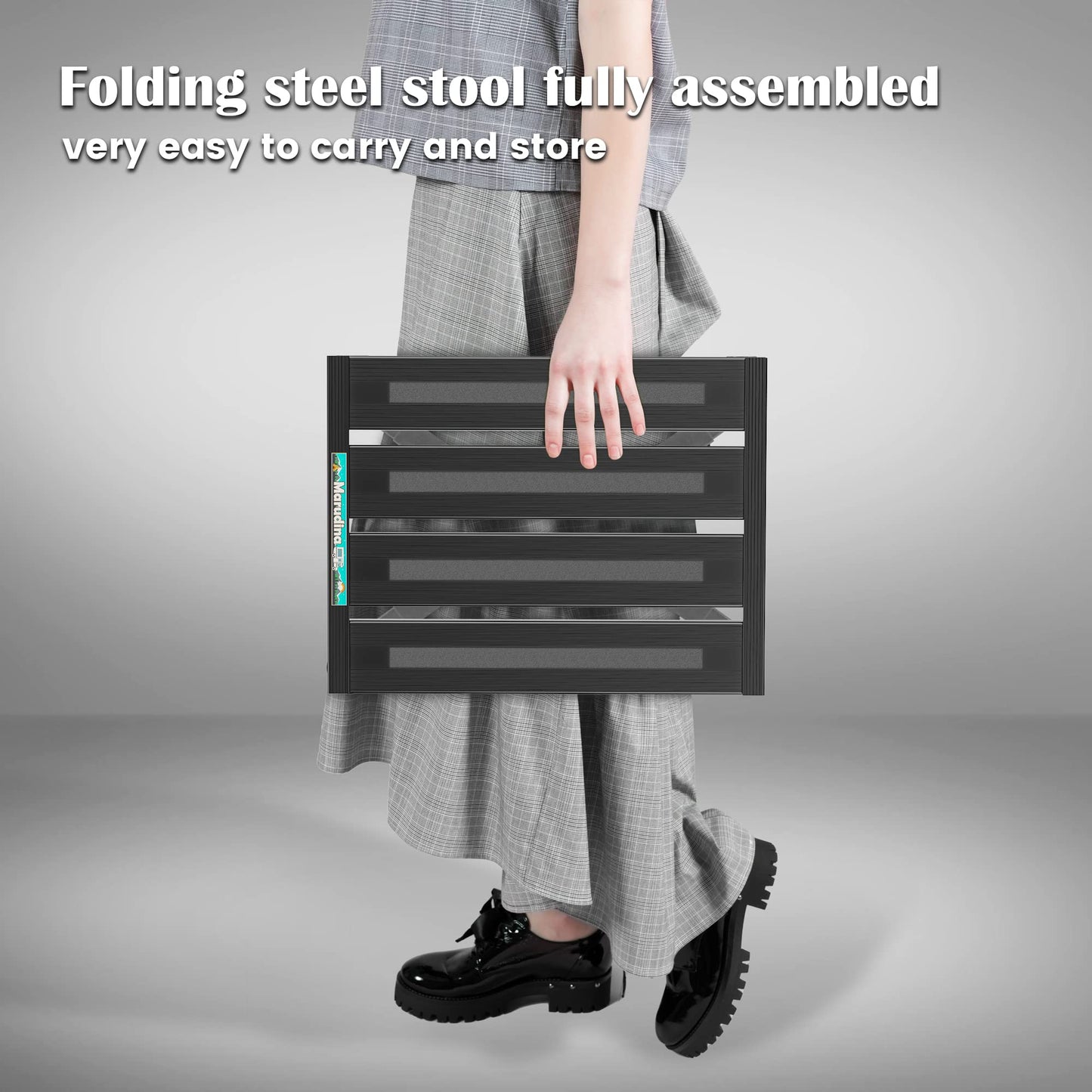 Marudina Large Platform RV Step with Cloth Cover and Anti-Slip Surface, 3-Level Adjustable Height, Light Aluminum Folding Step Stool, Supports Up to 1,000 lb - Ideal for RV and Multi-Use Scenarios