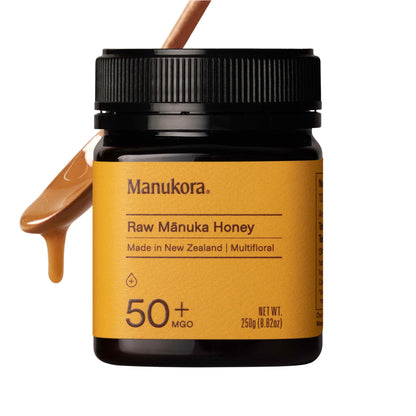 Manukora Raw Manuka Honey, MGO 50+, New Zealand Honey, Non-GMO, Traceable from Hive to Hand, Daily Wellness Support - 250g (8.82 Oz)