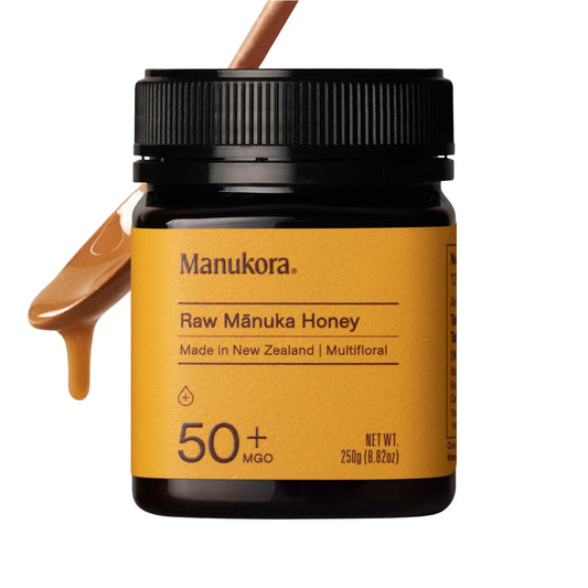Manukora Raw Manuka Honey, MGO 50+, New Zealand Honey, Non-GMO, Traceable from Hive to Hand, Daily Wellness Support - 250g (8.82 Oz)
