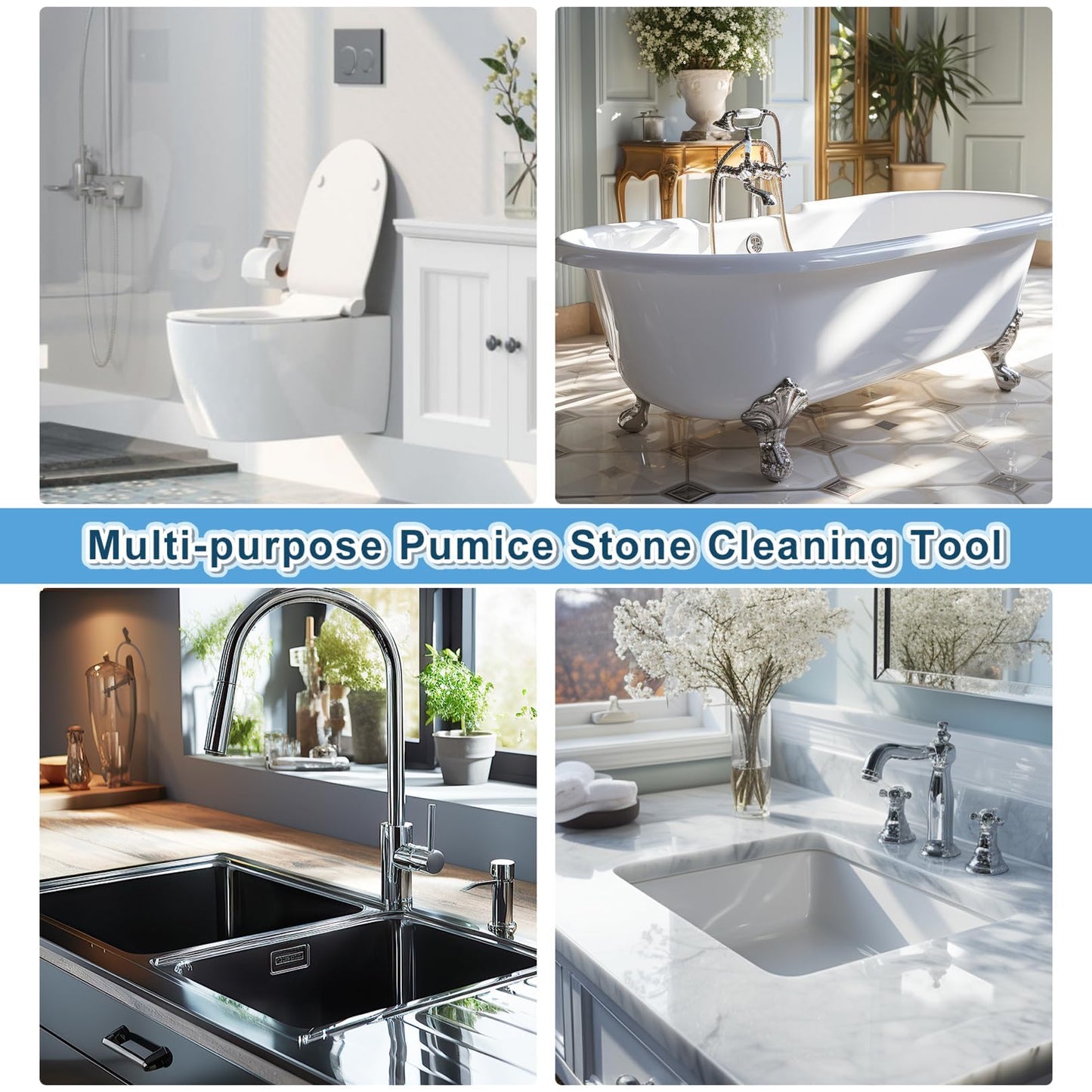 Pumice Stone Toilet Bowl Cleaner,16.7Inch Toilet Pumice Stone with Handle Cleans Hard Water Ring Calcium Buildup&Stains for Toilet Bath Kitchen Household Cleaning