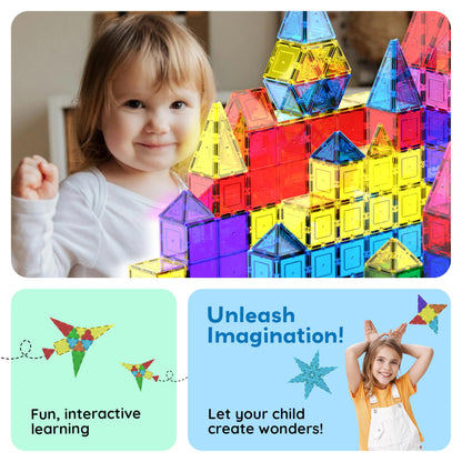 PicassoTiles 100 Piece Set 100pcs Magnet Building Tiles Clear Magnetic 3D Blocks Construction Playboards, Creativity Beyond Imagination, Inspirational, Recreational, Educational Conventional