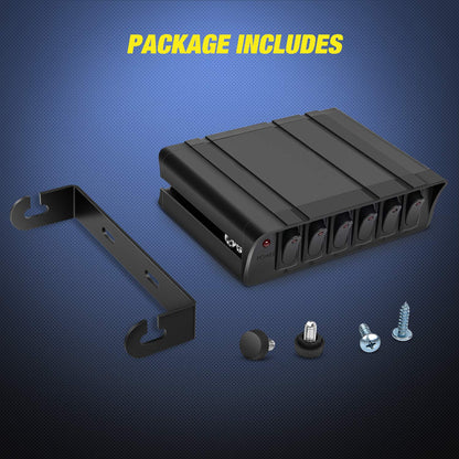 Nilight - 6 Gang Rocker Switch Box SPST Toggle Switch Panel 12V 24V 20A Switch Panel 60Amp Max for Automotive Cars Vehicles Boats RVs Campers SUVs