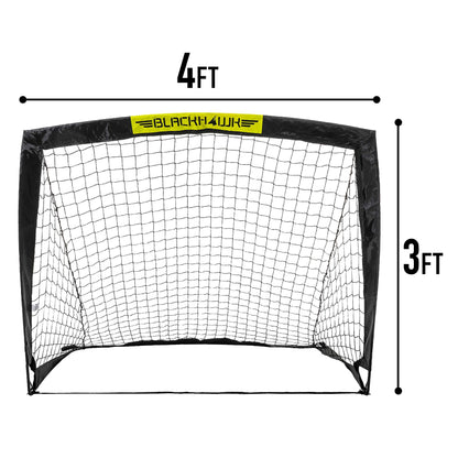 Franklin Sports Blackhawk Backyard Soccer Goal - Portable Kids Soccer Net - Pop Up Folding Indoor + Outdoor Goals - 4' x 3' - Black