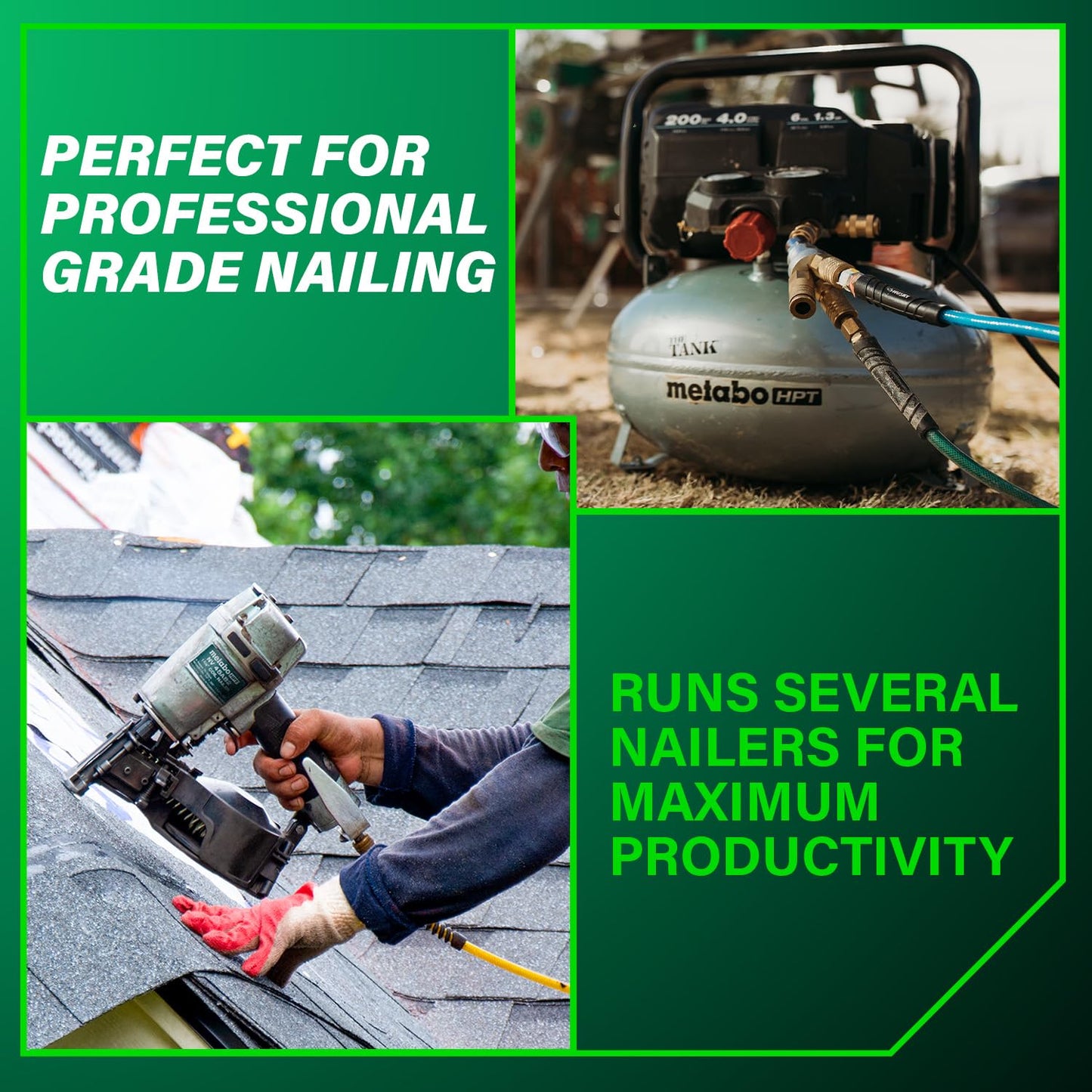 Metabo HPT Air Compressor, THE TANK, Portable Pancake Air Compressor 200 PSI, 6 Gallon Tank, Versatile for Use with Framing, Siding, Finish, Brad or Roofing Nailers, EC914S