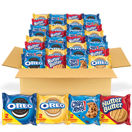 OREO Original, OREO Golden, CHIPS AHOY! & Nutter Butter Cookie Snacks Variety Pack, School Snacks, 56 Snack Packs (2 Cookies Per Pack)