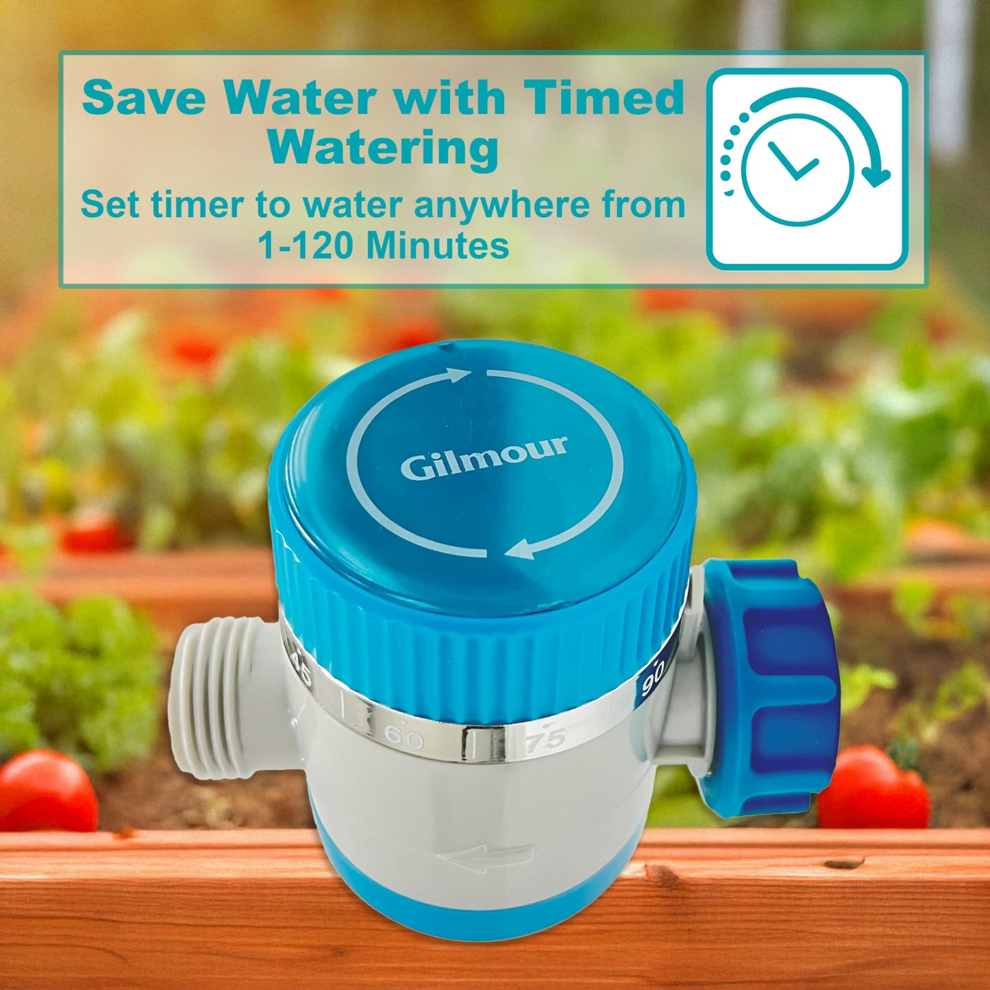 Gilmour Single Outlet Mechanical Water Timer for Garden Hose, Irrigation Timer for Sprinklers and Drip Lines, Blue