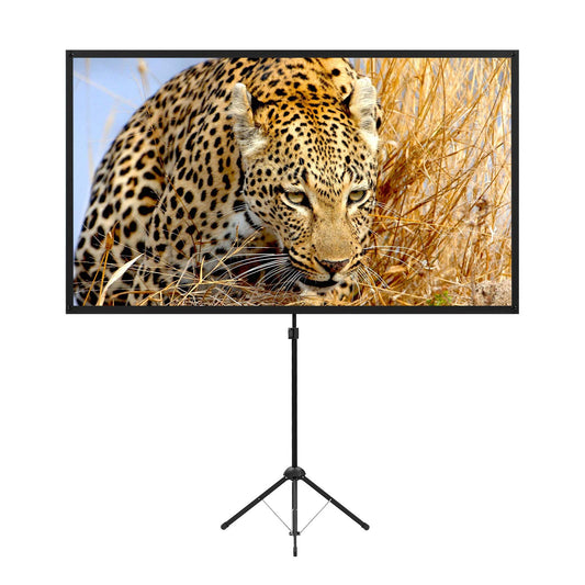 Portable Projector Screen with Stand, Outdoor Movie Screen, 80 Inch 16:9, Light-Weight, Mobile and Compact, Easy Setup and Carrying, Projection Screen with 1.2 Gain Glass Fiber, Idea for Home Cinema.