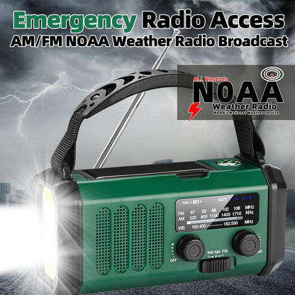QAUYYW Hand Crank Emergency Radio,37000mWhSolar Powered Hand Crank Portable NOAA AM FM Weather Radio with 3Mode Flashlight and Reading Light,Cell Phone Charger,Home and Emergency Distress Signal