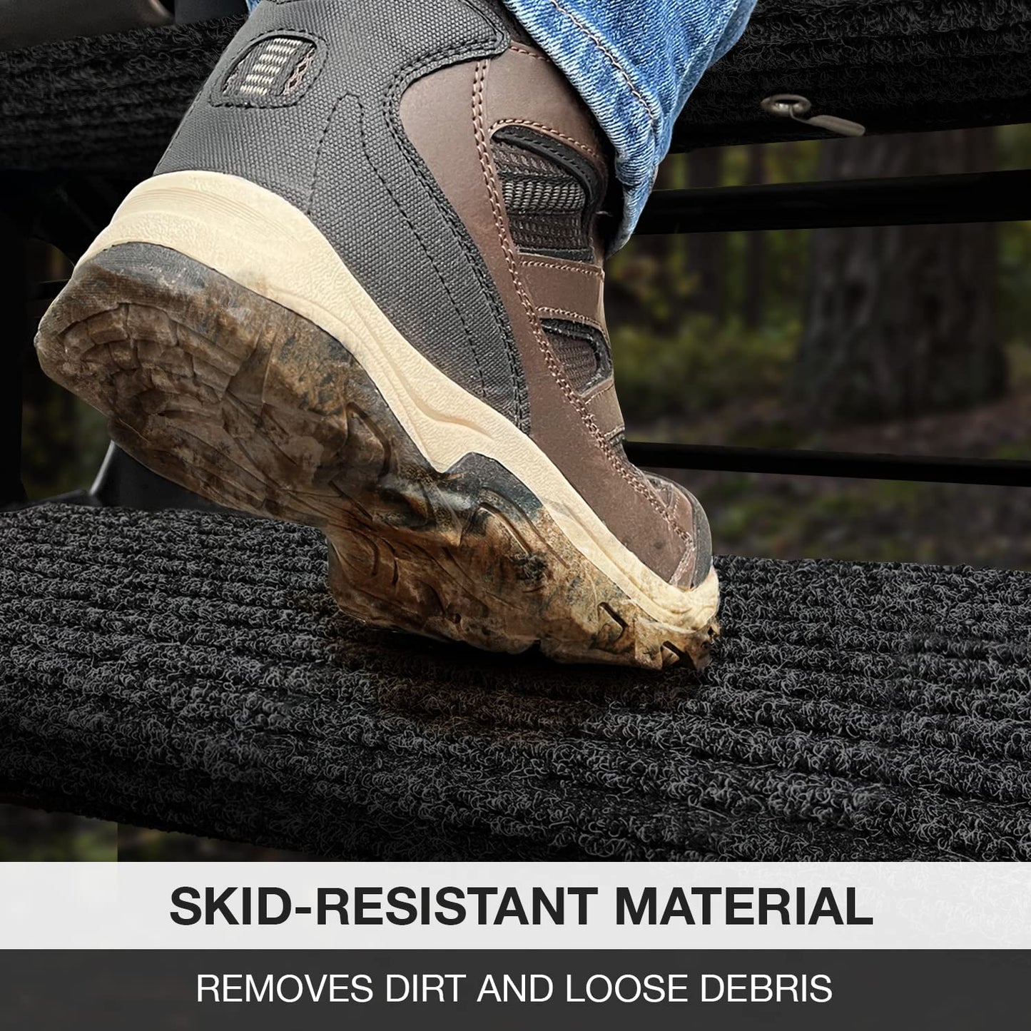 Prest-O-Fit 2-0420 Ruggids RV Step Rug Black Granite 23 In. Wide 19 - Inch X 23 - Inch