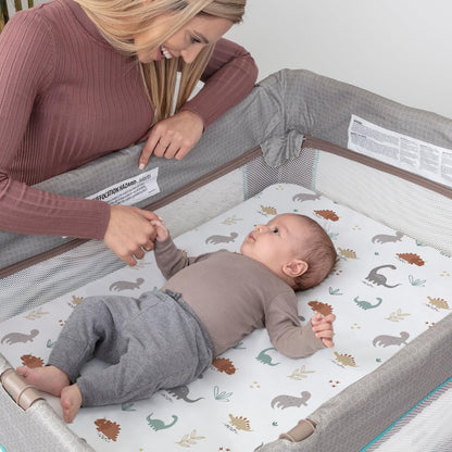 Pack n Play Sheets, BROLEX 2 Pack Mini Crib Sheets,Stretchy Portable Fitted Playard Sheet Set, Convertible Playard Mattress Cover,Ultra Soft Breathable Material,Cute Dinosaurs