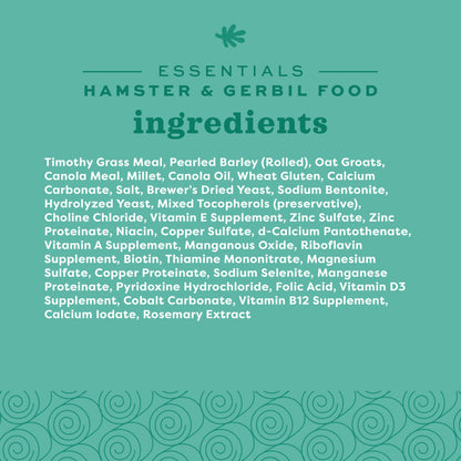 Oxbow Essentials Hamster Food and Gerbil Food, Vitamin & Mineral Rich Daily Diet for Hamsters & Gerbils, Veterinarian Formulated, Small Animal Pet Products, Made in USA, 15 lb Bulk Bag