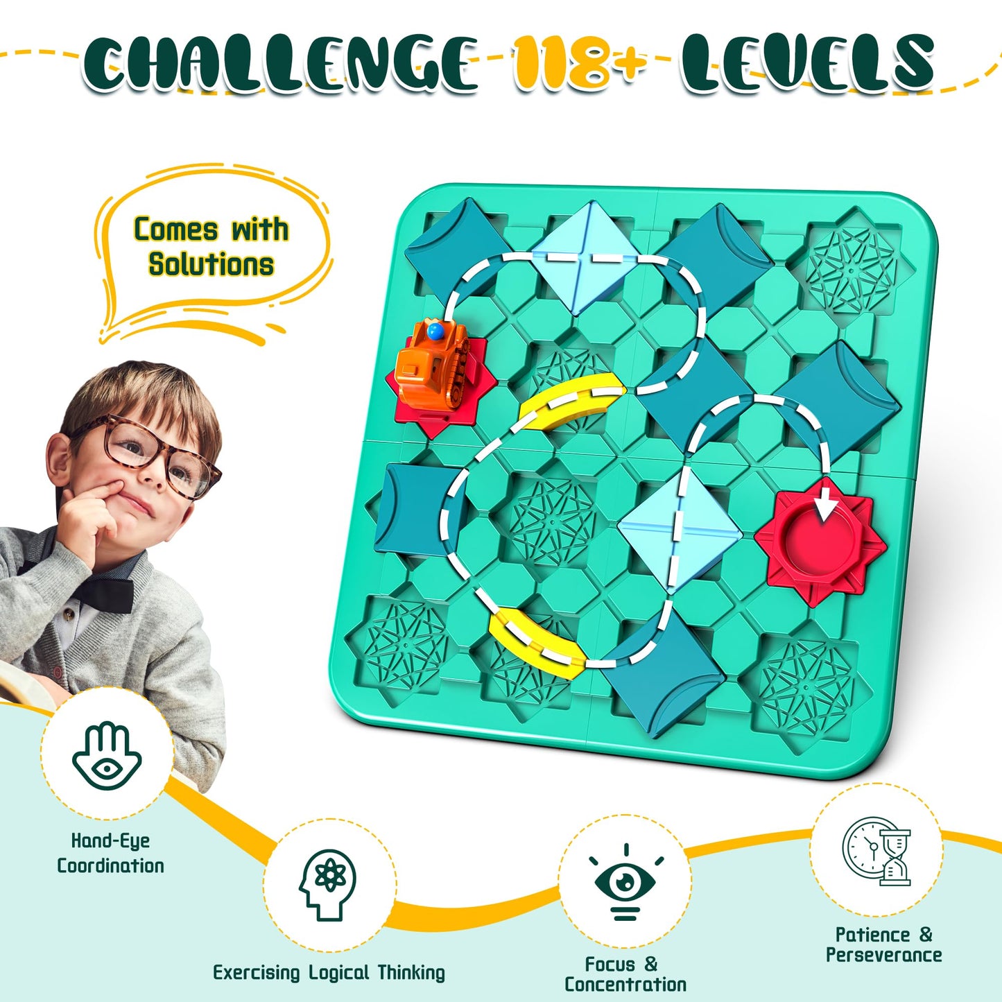 fygurso STEM Board Games, Puzzle Logical Builder Kids Toys, Preschool Montessori Brain Teasers Birthday Gifts for Kids 4-8 Years Old