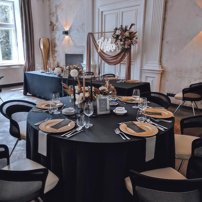 RestfulGlow 8 Pack Round Tablecloth 108 Inch Black Table Cloth for Round Tables, Washable Polyester Tablecloth Stain and Wrinkle Resistant Decorative Table Cover for Wedding Party Dining Banquet