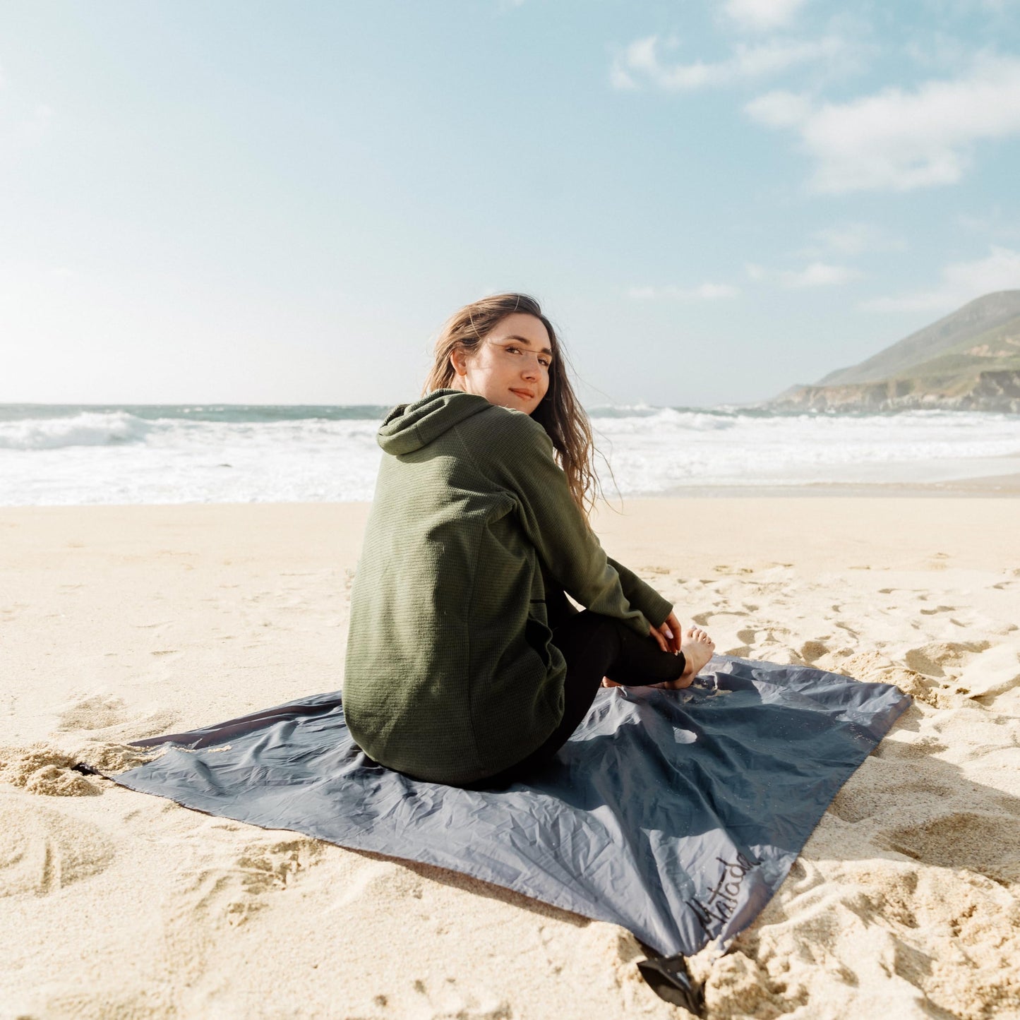 Matador Pocket Blanket 4.0 - Charcoal (Seats 2-4); Foldable Picnic Blanket; Sand Proof with Stakes; Picnic Tarp for Grass