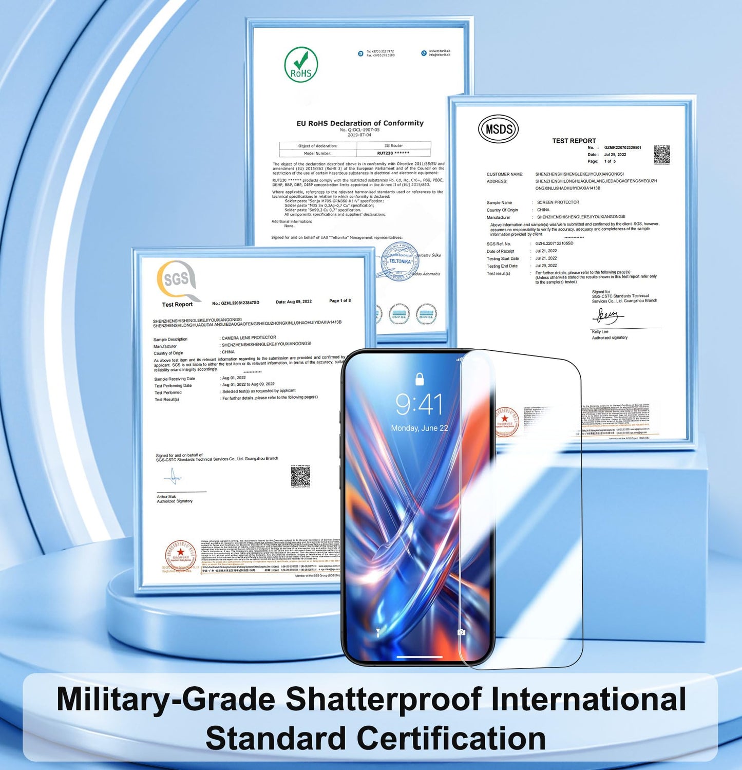 QHOHQ 3 Pack Screen Protector for iPhone Air + 3 Pack Camera Lens Protector, 9H+ Shatterproof Tempered Glass for iPhone 17 Air, [12FT Military Grade Protection], 1-Second Auto-Install, Case Friendly