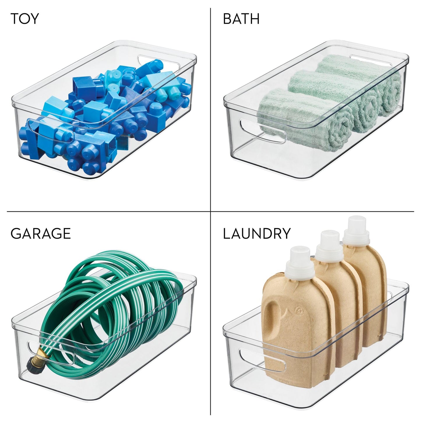 iDesign BPA-Free Plastic Crisp Large Pantry and Fridge Organizer with Easy to Grip Integrated Handles for Kitchen, Fridge, Freezer, Pantry and Cabinet Organization, 16" x 8" x 5", Clear