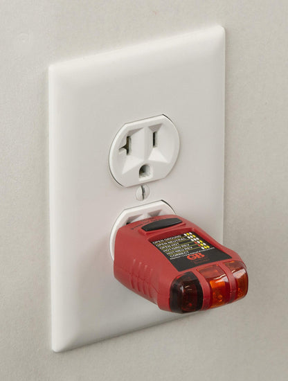 Gardner Bender GFI-3501 Ground Fault Receptacle Tester & Circuit Analyzer, 110-125V AC, for GFCI / Standard / Extension Cords & More, 7 Visual LED Tests , Red