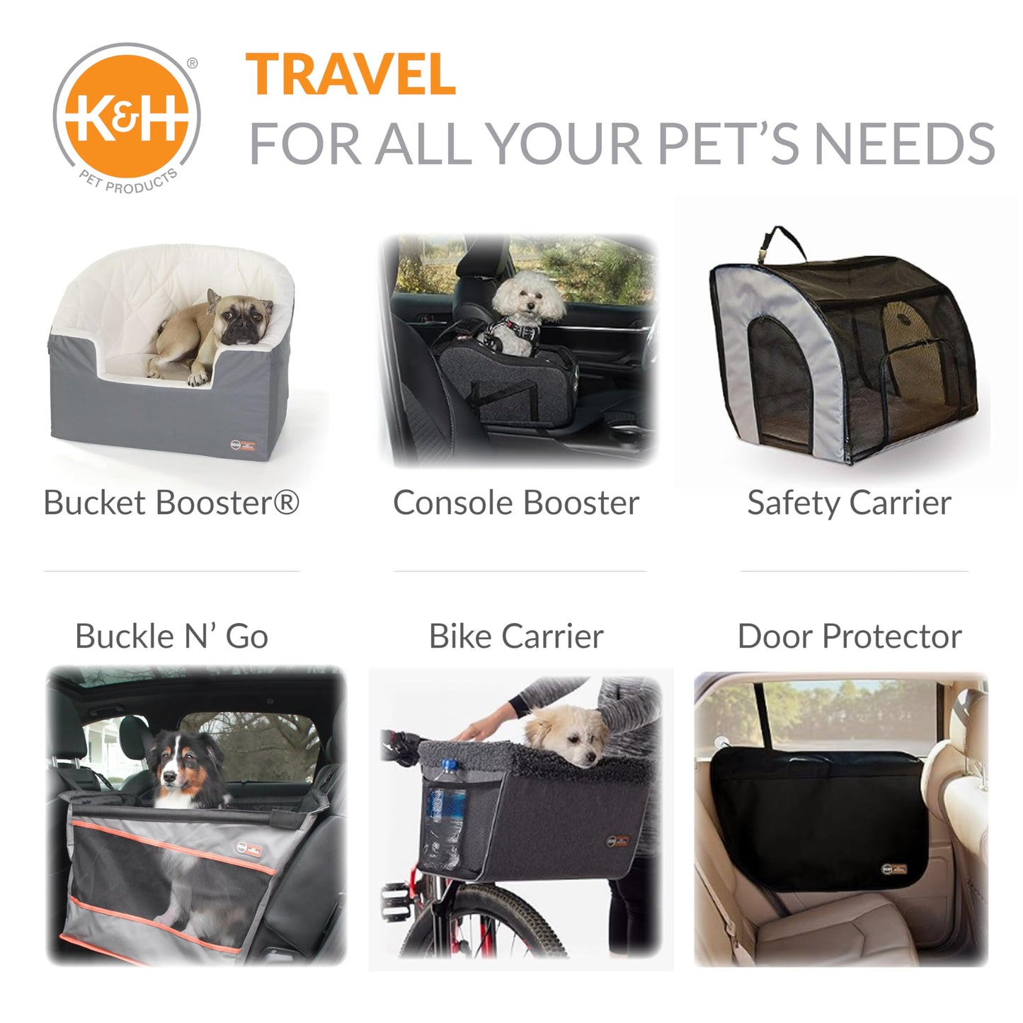 K&H Pet Products Bucket Booster Dog Car Seat for Small Dogs, Seat Belt Secured, 2 Safety Leashes, Washable Covers, Sturdy Pet Booster Seats for Traveling with Pets - Small Black/Cream