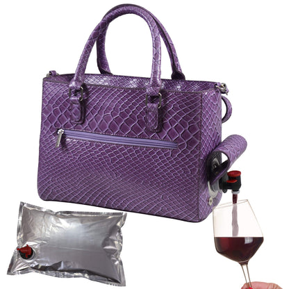 Primeware Insulated Purse w/ 3L Bladder Bag | Thermal Hot and Cold Storage | Portable Drinking Dispenser for Wine, Cocktails, Beer, Alcohol | PU Leather Finish