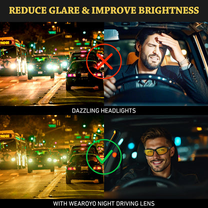 Night Vision Driving Glasses for Men Women,Sports Style Wrap Around Anti Glare with Polarized Yellow Lens