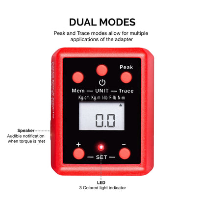 NEIKO 20741A 1/2” Digital Torque Adapter, 29.5-147.5 Ft-Lb, 1/2” Drive Digital Torque Wrench Converter/Torque Wrench Adapter, Alert Signals Torque Setting, Calibrate Digital & Analog Torque Wrench