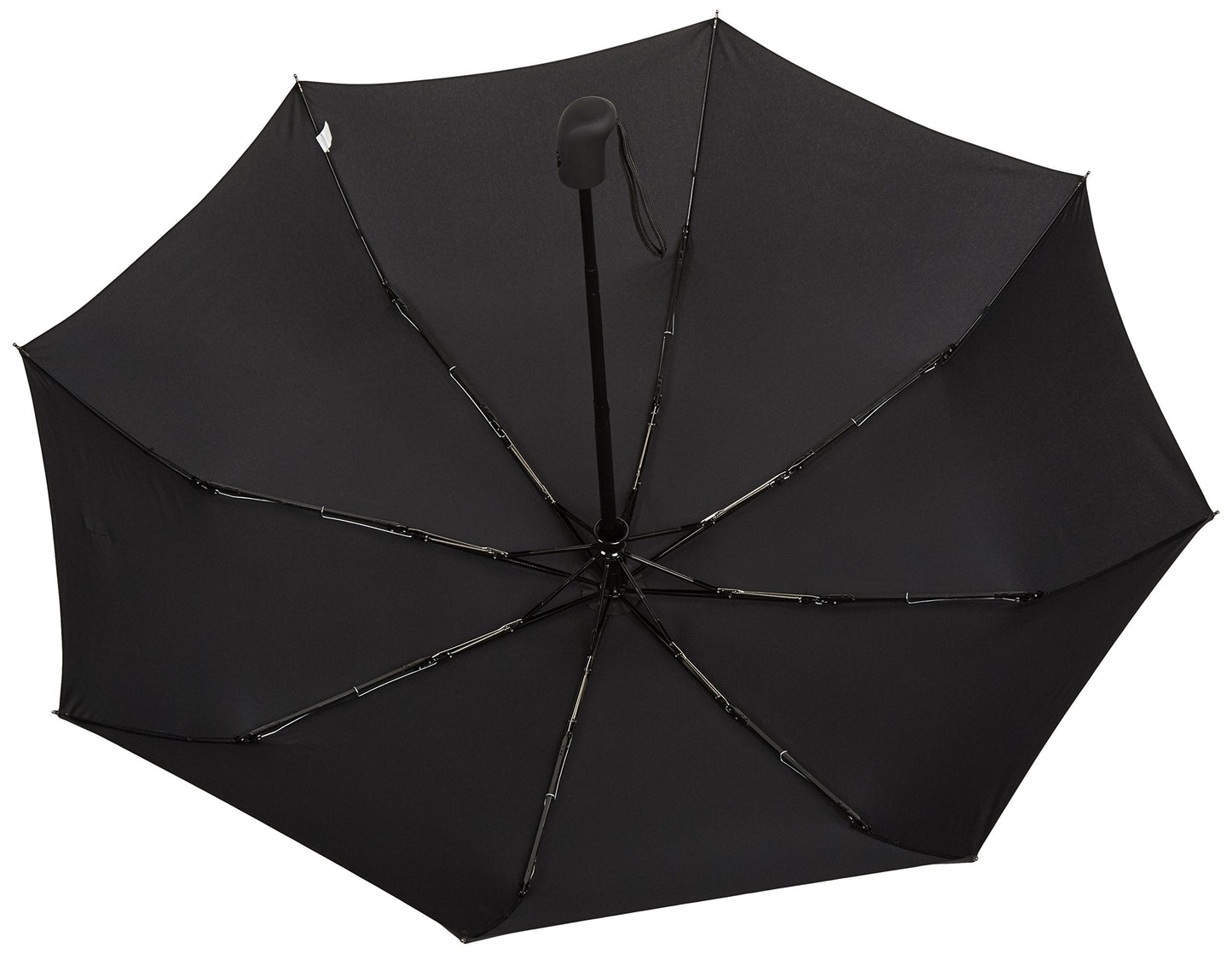 Amazon Basics Round Travel Umbrella for Rain, Compact Umbrella with Auto Open/Close, Strong Alloy Steel Frame, Compact Size for Backpacks/Handbags (11" Long When Closed), One Size, Black